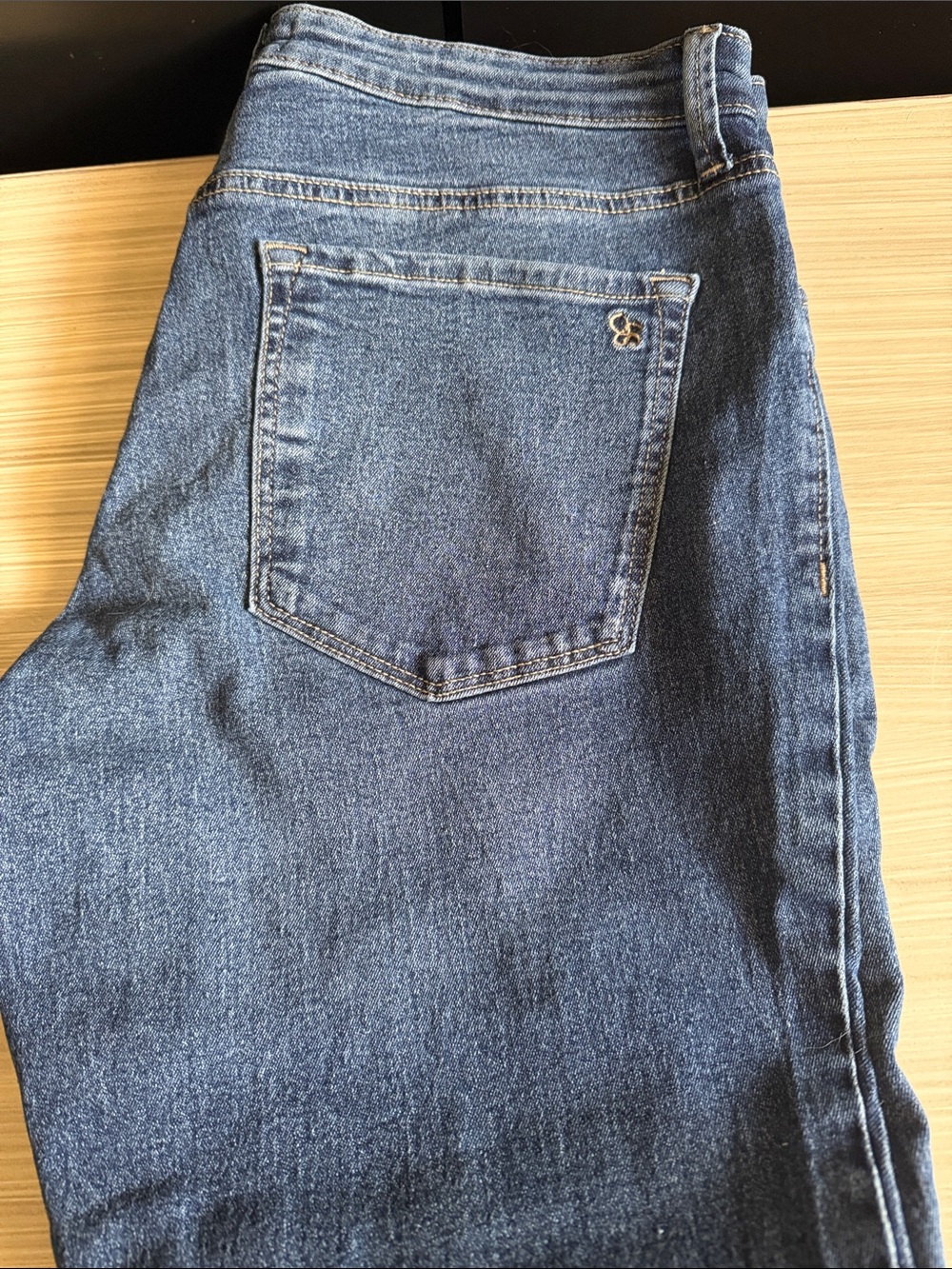 Jessica Simpson Blue Denim High-Rise Jeans with Branded Button